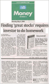 Finding 'Great Stocks' requires investor to do homework